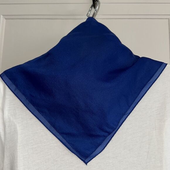 Vintage 60s/70s Durlacher & Co blue nylon chiffon square scarf - Picture 2 of 5